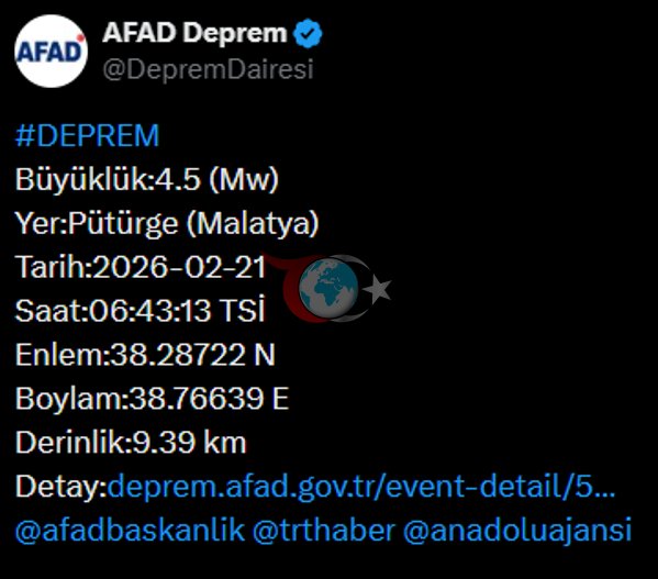 Son dakika... Malatyada 4.5 büyüklüğünde deprem