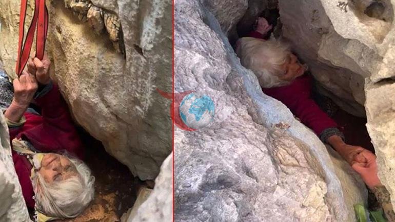 Azraille burun buruna 24 saat: 80 yaşındaki kadın 5 metrelik yarıktan çıkarıldı