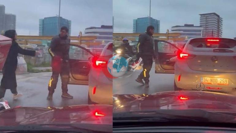 Pendik’te yol verme kavgası kamerada Sürücüyü araçtan indirmeye çalıştı