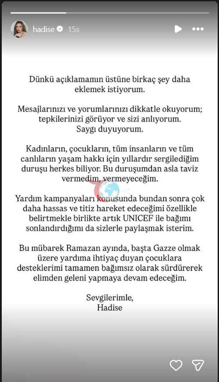 UNICEF krizi büyüdü: Hadise’den şaşırtan ayrılık kararı