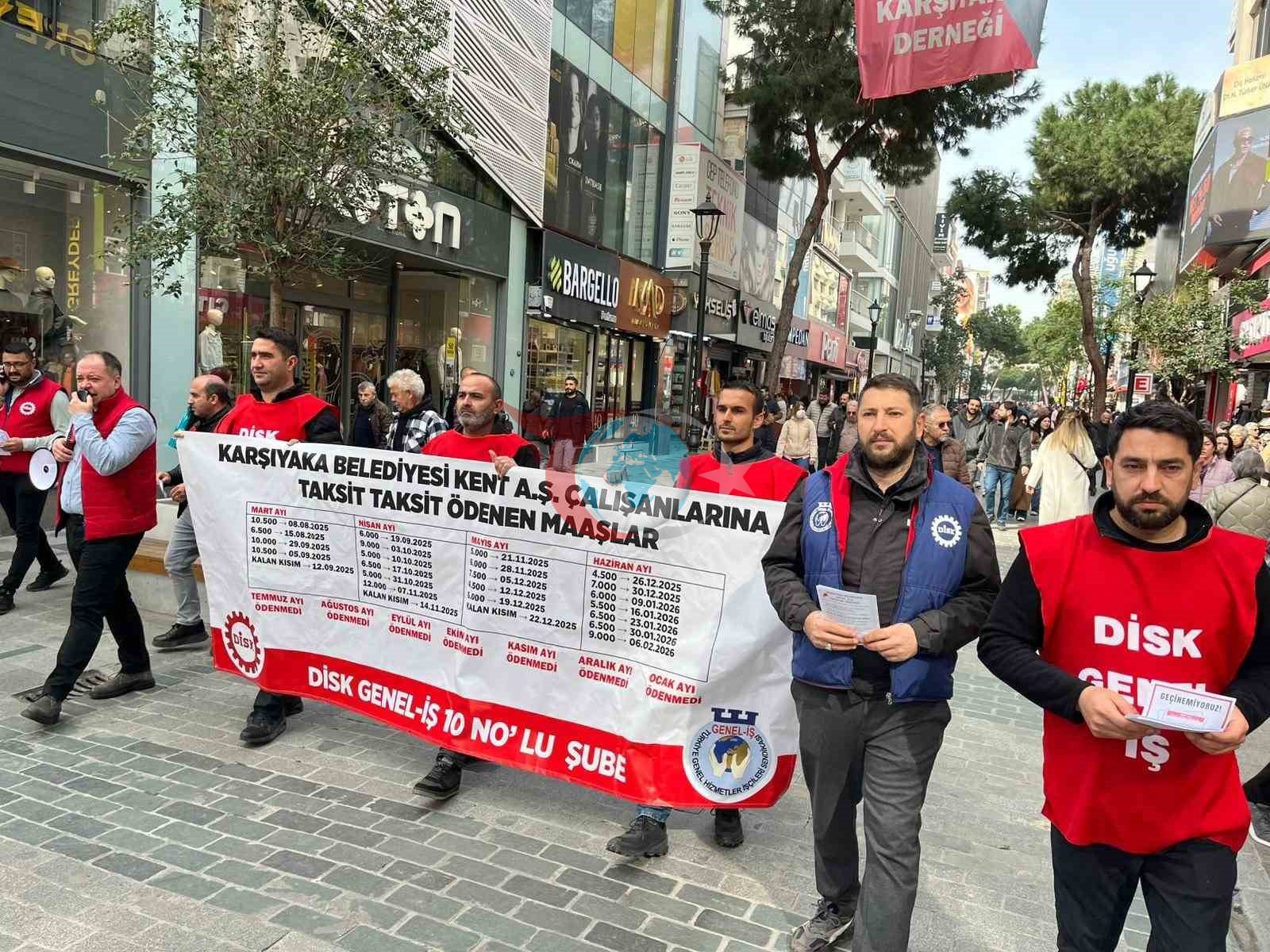Karşıyaka Belediyesinde maaş alamayan işçiler sokağa döküldü