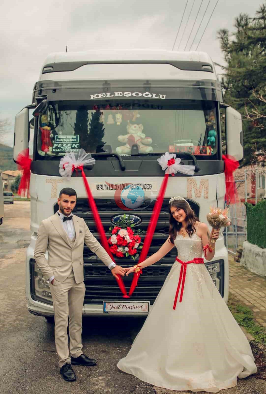 Gelini evinden tırı ile aldı