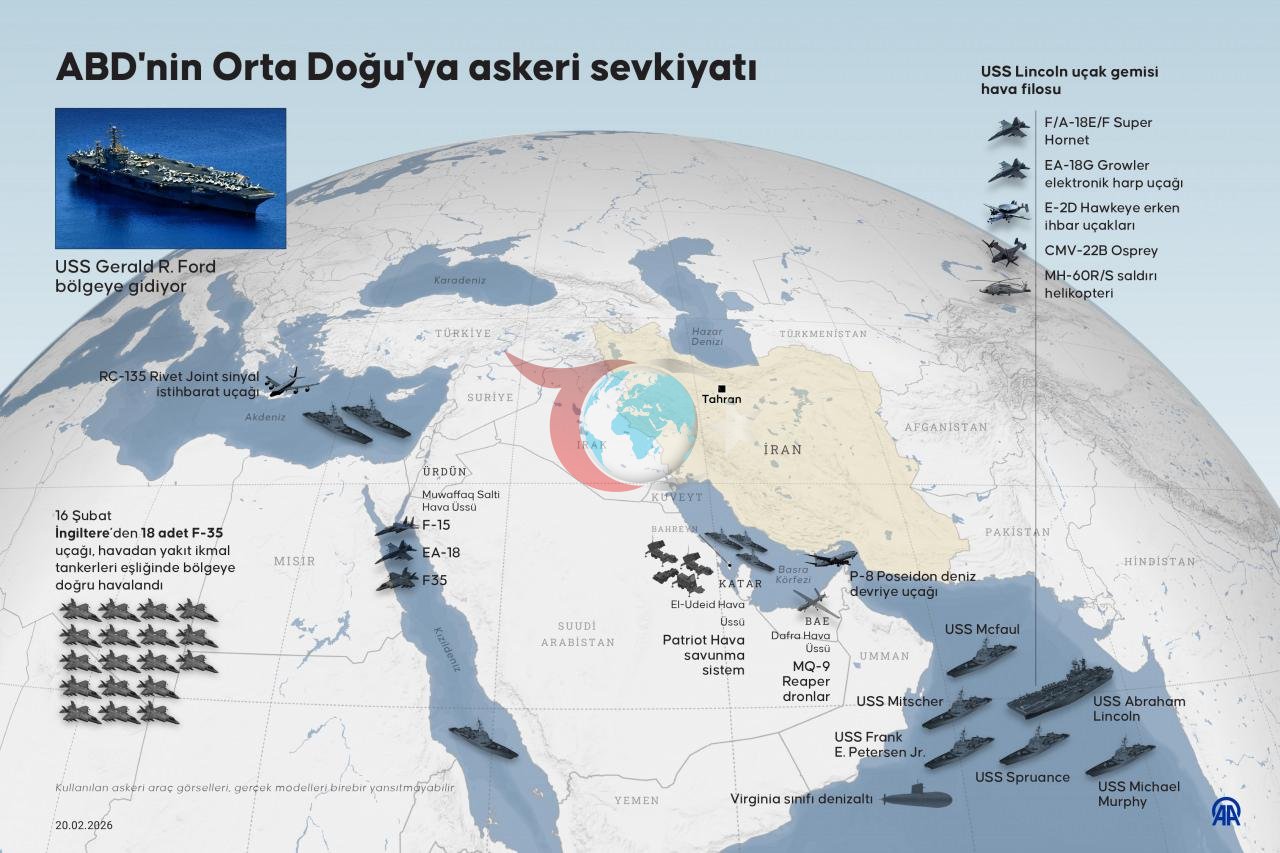 ABD, Orta Doğu bölgesindeki üslerine çok sayıda savaş uçağı ve ilgili unsurları sevk etmeyi sürdürüyor.