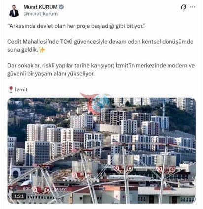 Bakan Kurum: İzmit’in merkezinde modern ve güvenli bir yaşam alanı yükseliyor