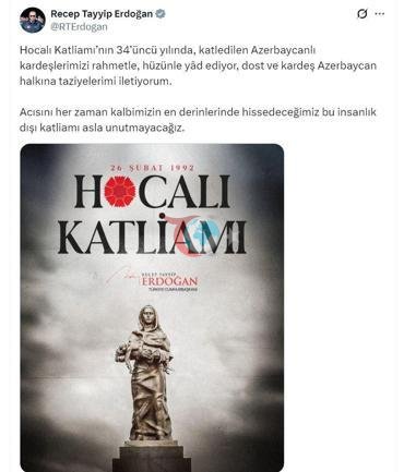 Cumhurbaşkanı Erdoğan, Hocalı Katliamında yaşamını kaybedenleri andı