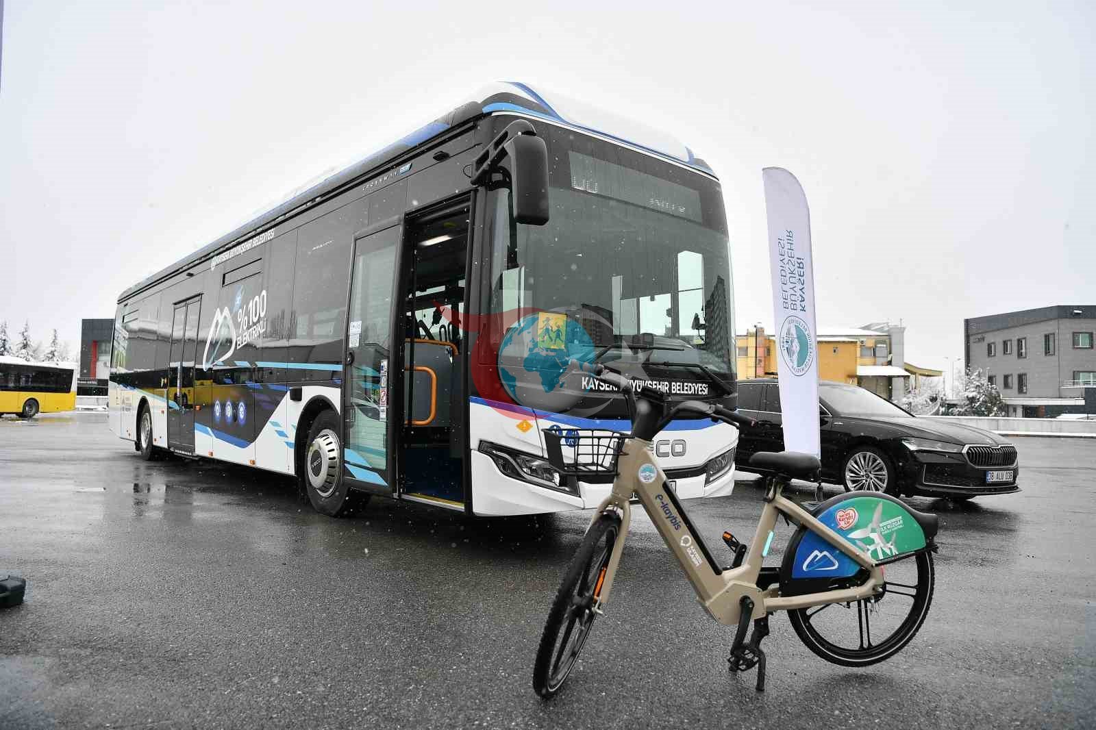 Başkan Büyükkılıç, çevreci ve yenilenebilir elektrikli otobüs ile bisikletleri inceledi