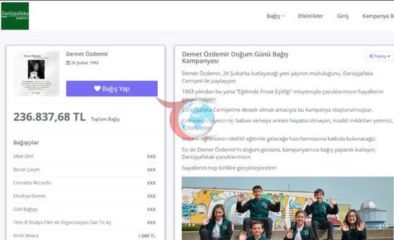 Demet Özdemir, 236 bin TL bağış topladı