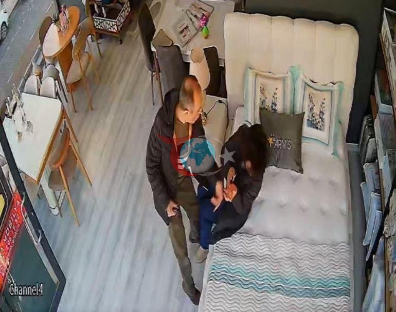 Samsun’da öğretmenin eşini iş yerinde darbettiği anlar kamerada