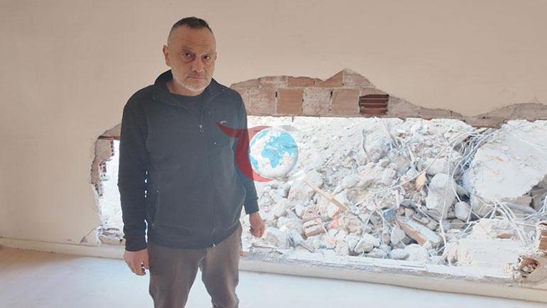 Boluda yıkım faciası: Kepçe bitişik binaya dalınca duvar yıkıldı