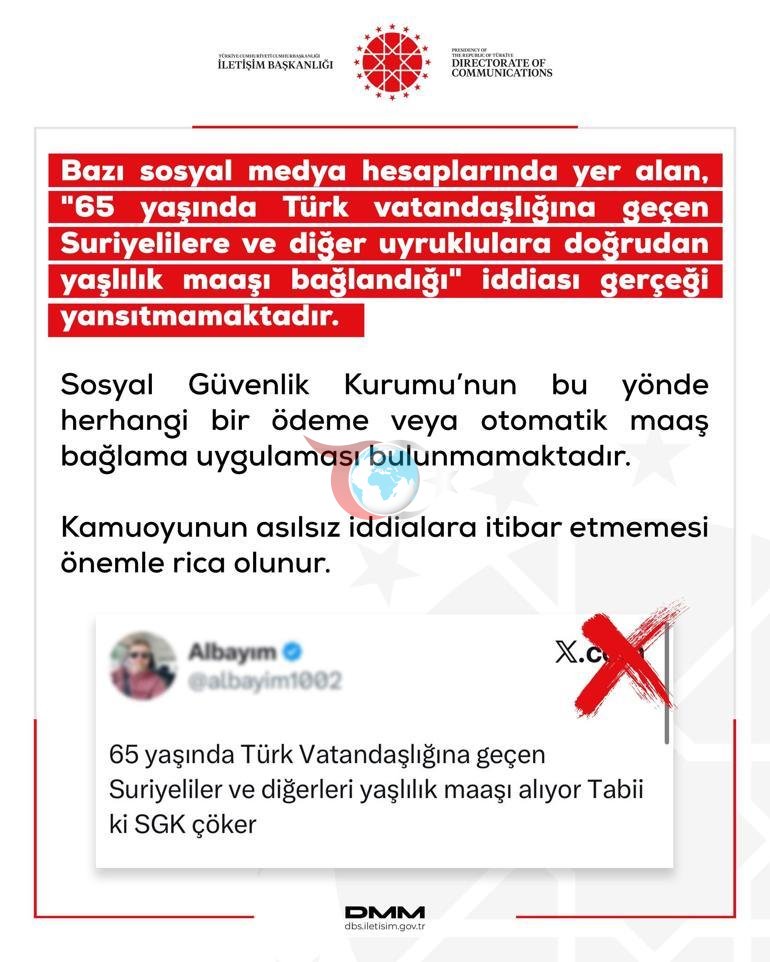 65 yaşında Türk vatandaşlığına geçen Suriyelilere maaş iddiası: DMM yalanladı