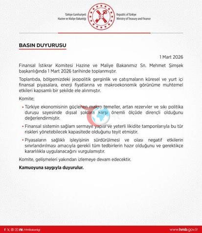 Finansal İstikrar Komitesi, Bakan Şimşek başkanlığında toplandı
