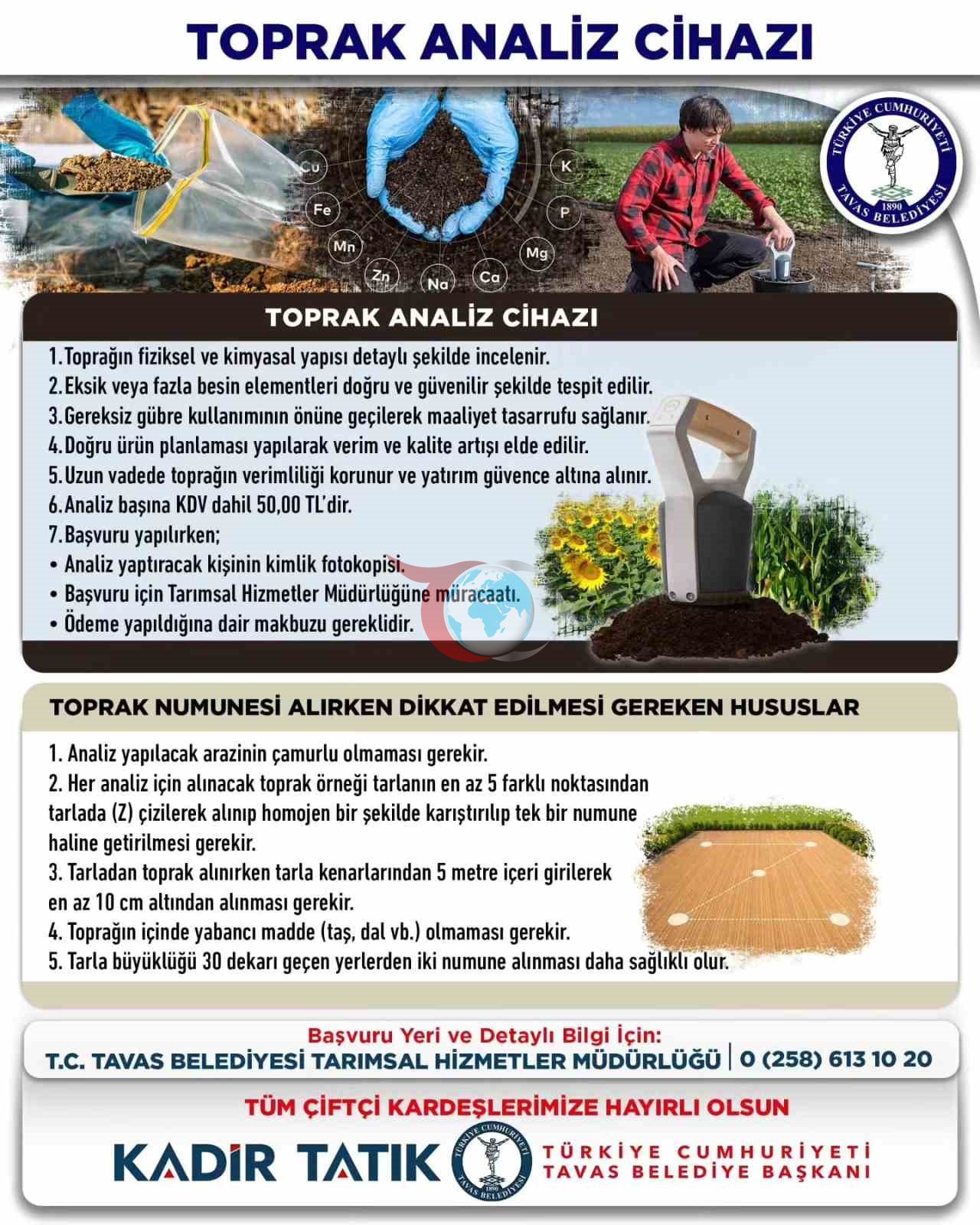 Tavas Belediyesinden çiftçilere toprak analizi desteği