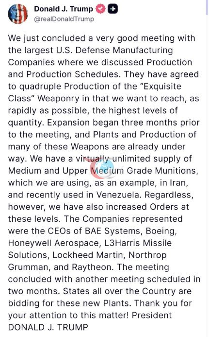 Trump, silah şirketlerinin yöneticileri ile bir araya geldi