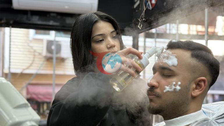 Erkek berberin çırağı Sırma: Müşteriler şaşırıyor