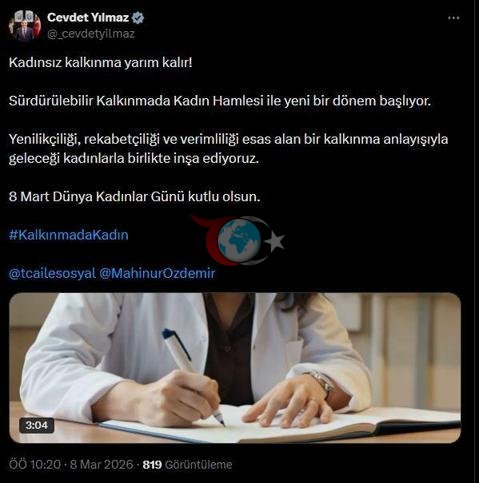 Cevdet Yılmazdan Dünya Kadınlar Günü mesajı