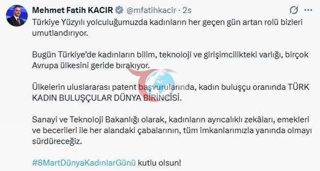 Bakan Kacır: Türk kadın buluşçular dünya birincisi