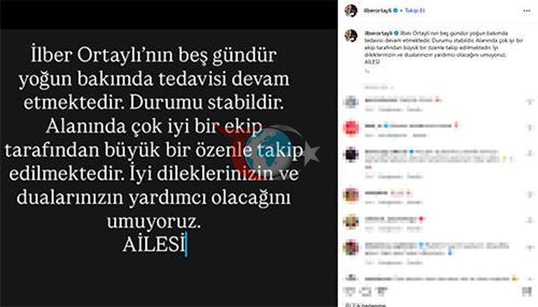 İlber Ortaylı 5 gündür yoğun bakımda Ailesinden ilk açıklama geldi