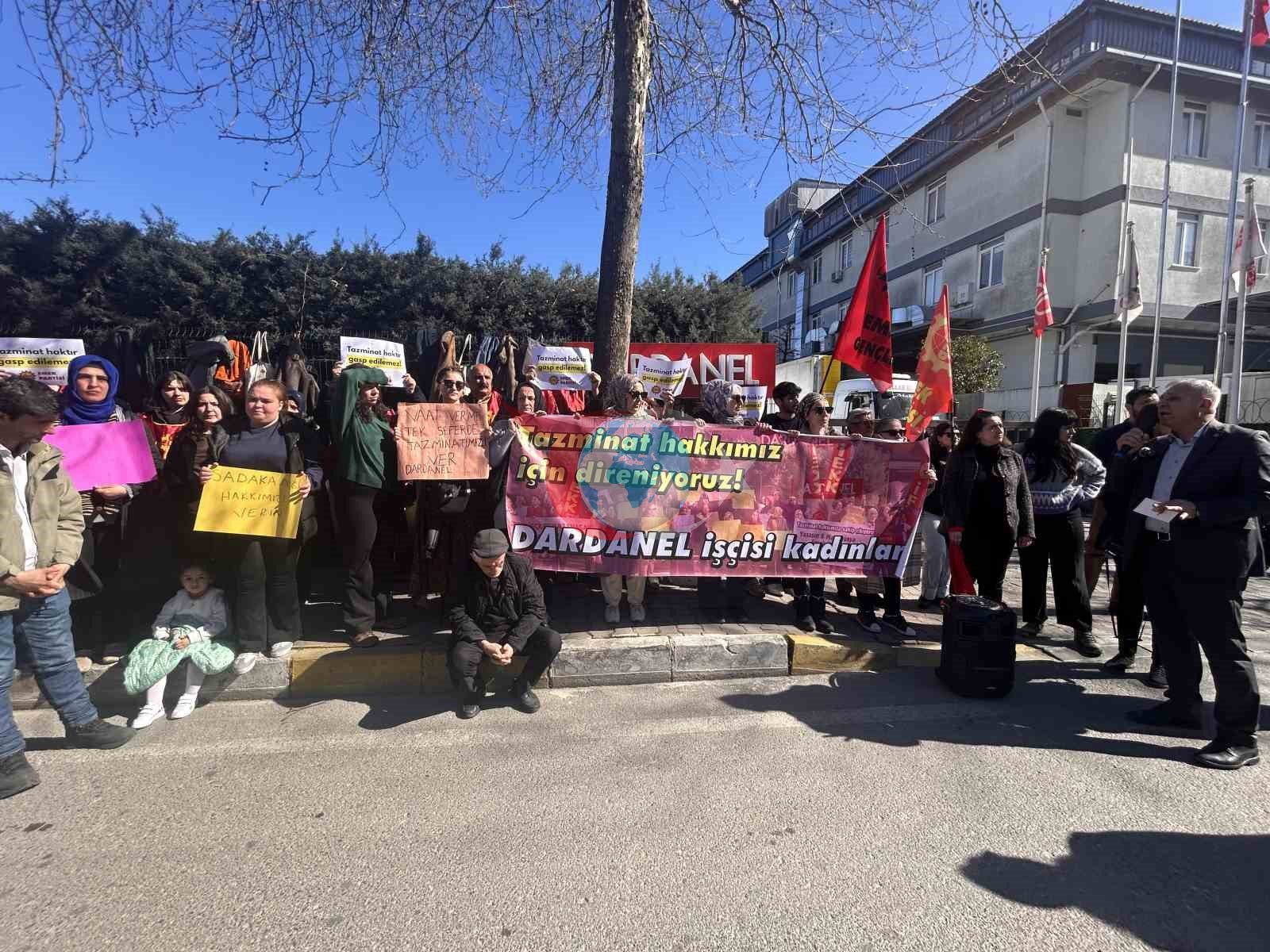 Dardanel’in kadın işçileri eylemde: Taksite bölünen tazminatlar aylardır ödenmedi