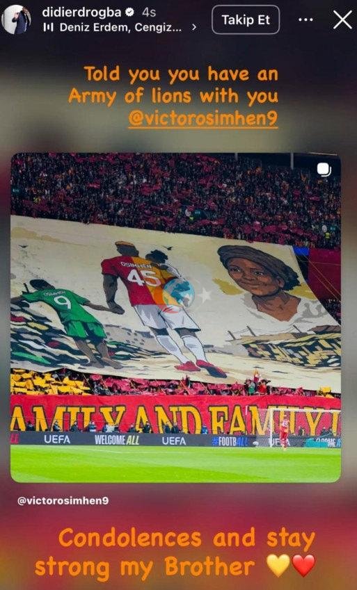 Drogba'nın Osimhen paylaşımı