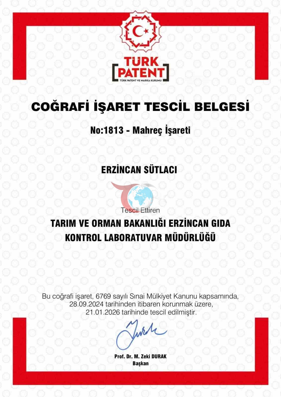 Erzincan Sรผtlacฤฑ coฤrafi iลaretle tescillendi