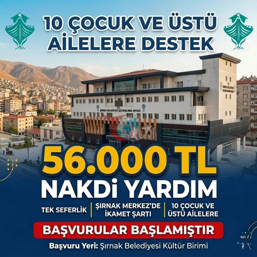 Şırnak Belediyesinden ailelere 56 bin lira destek