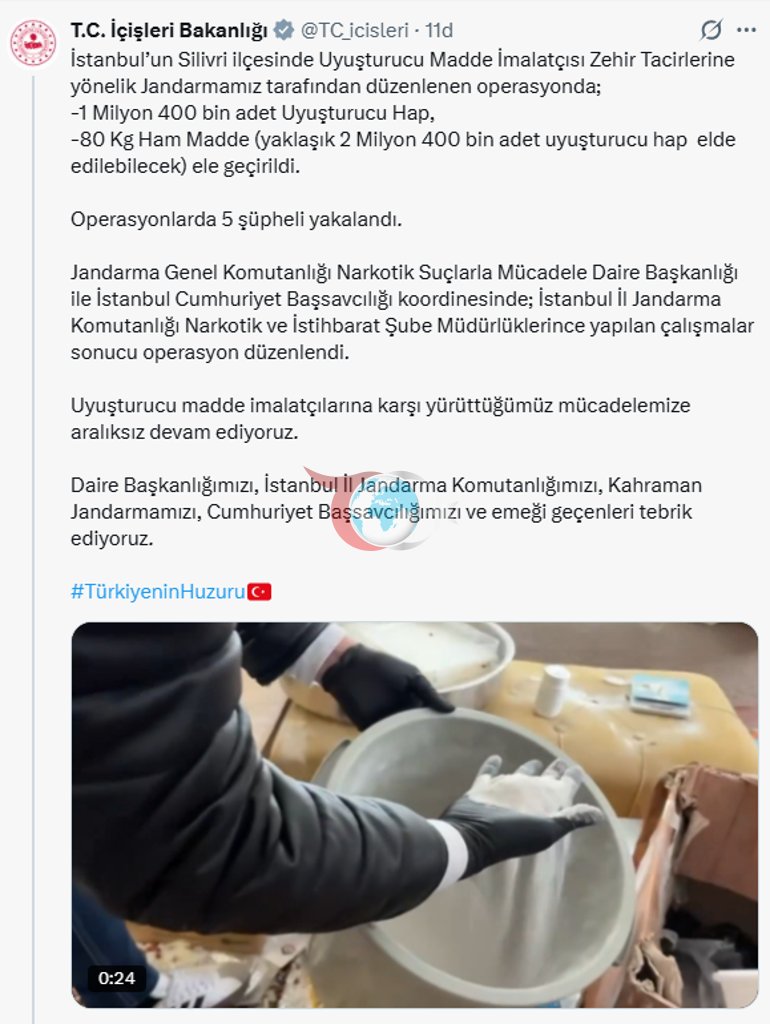 İstanbul’da dev narkotik operasyonu 1 milyon 4 bin uyuşturucu hap ele geçirildi