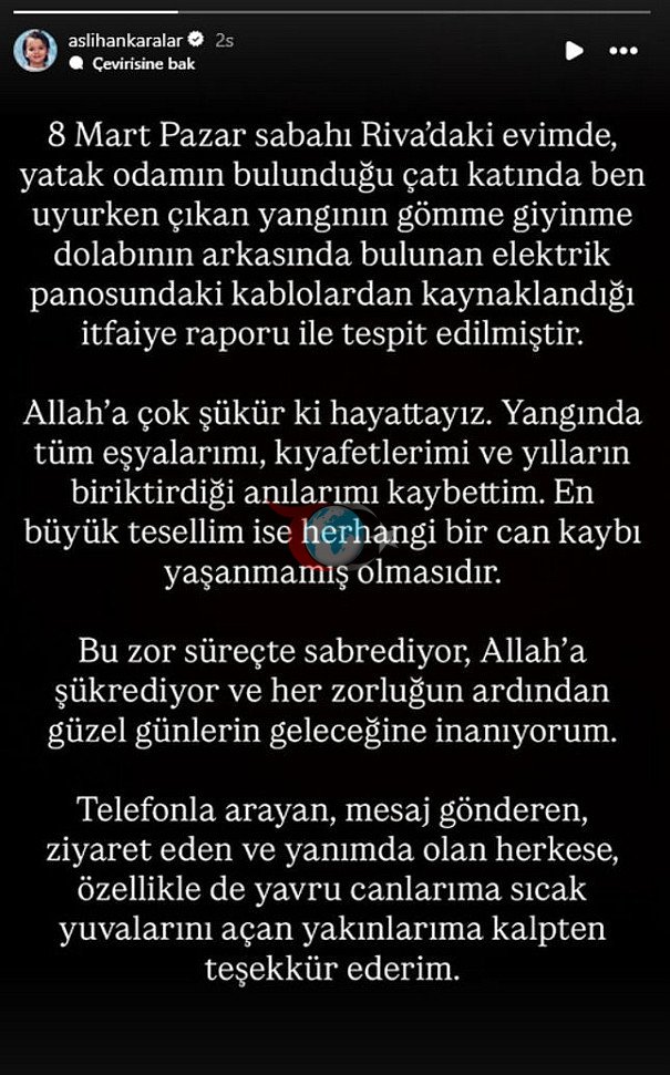 Yangın kâbusu yaşayan Aslıhan Karalar: "Anılarımı kaybettim"