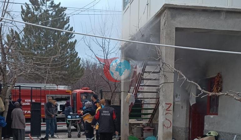 Konyada iki katlı evde yangın: 1 ölü, 1 yaralı