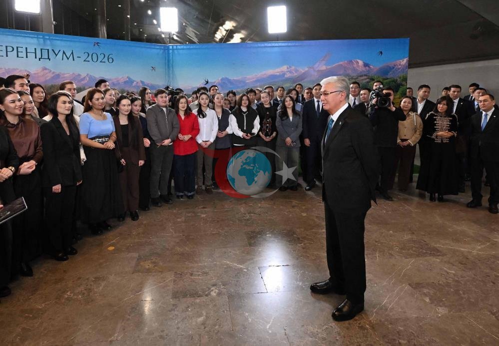 Kazakistan Cumhurbaşkanı Kasım Cömert Tokayev konuşma yapıyor