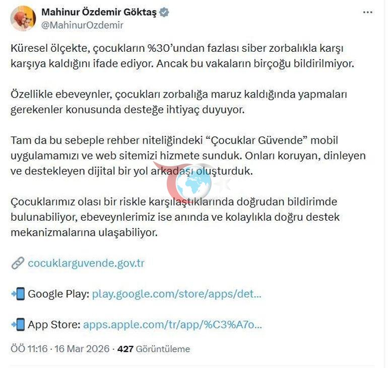 Bakan Göktaş: Çocuklar Güvende mobil uygulamamızı ve web sitemizi hizmete sunduk