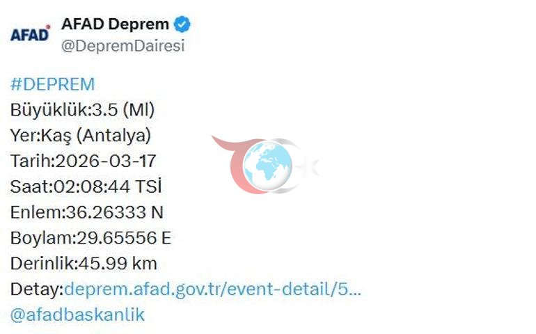 SON DAKİKA... AFAD duyurdu Antalyada gece yarısı korkutan deprem