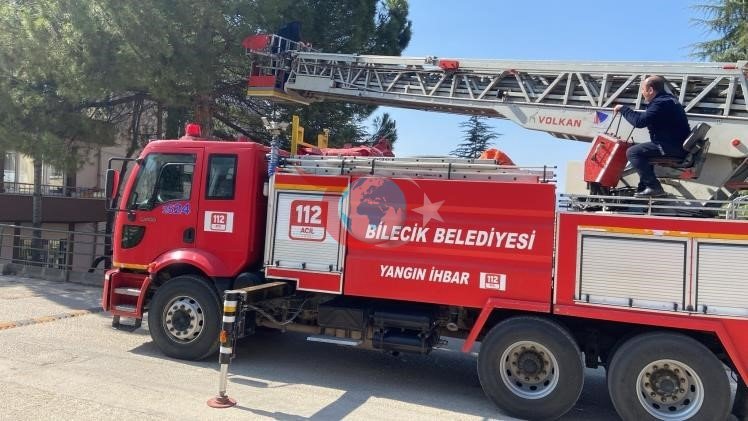 Ağaçta kalan kediyi itfaiye kurtardı