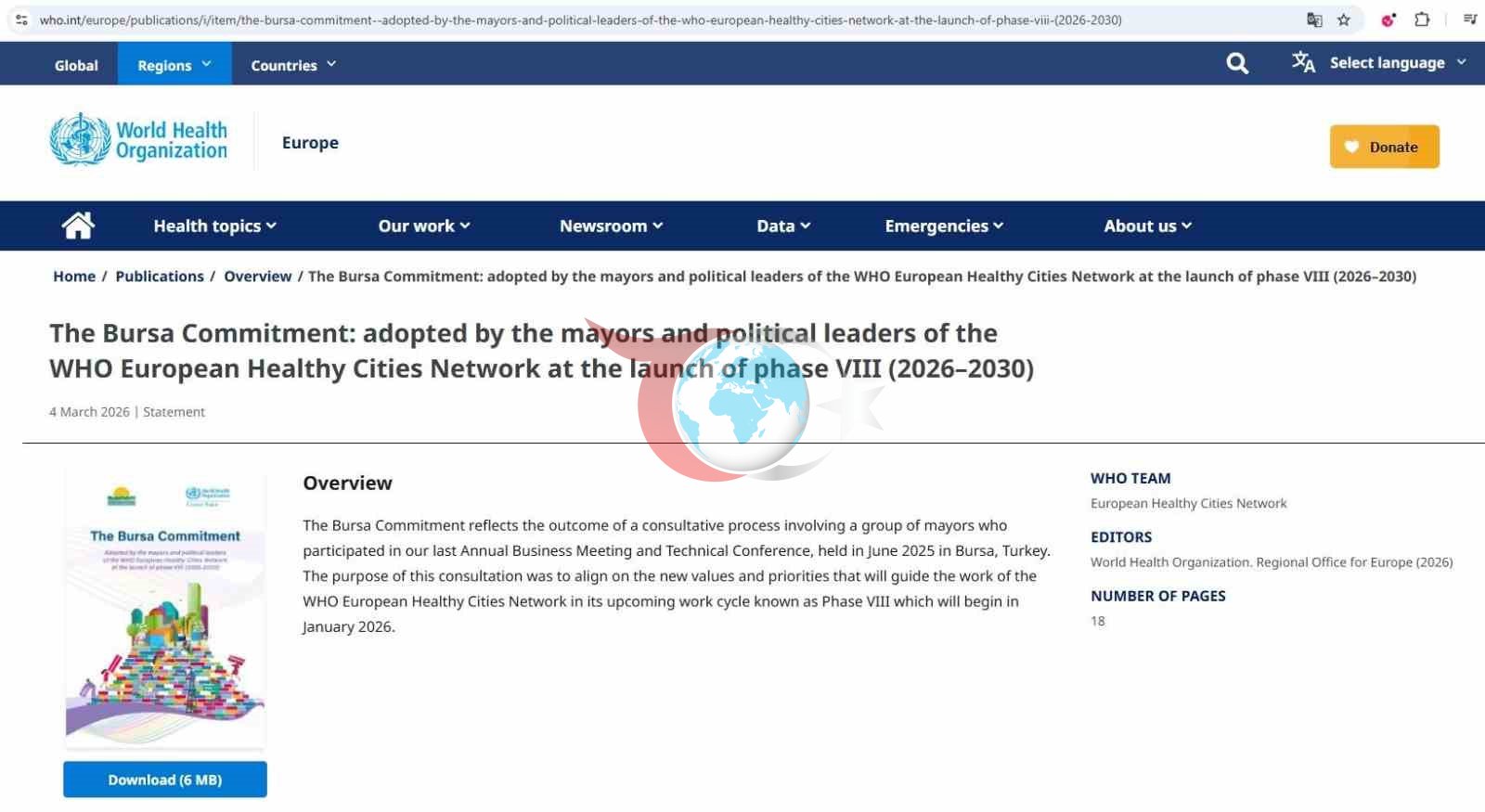 Dünya Sağlık Örgütü &lsquo;Bursa Taahhüdü&rsquo;nü yayınladı