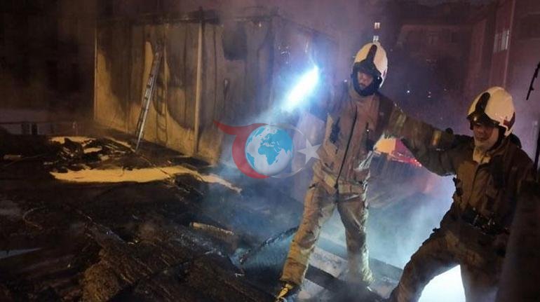Üsküdar’da feci yangın İşçi konteyneri alev alev yandı