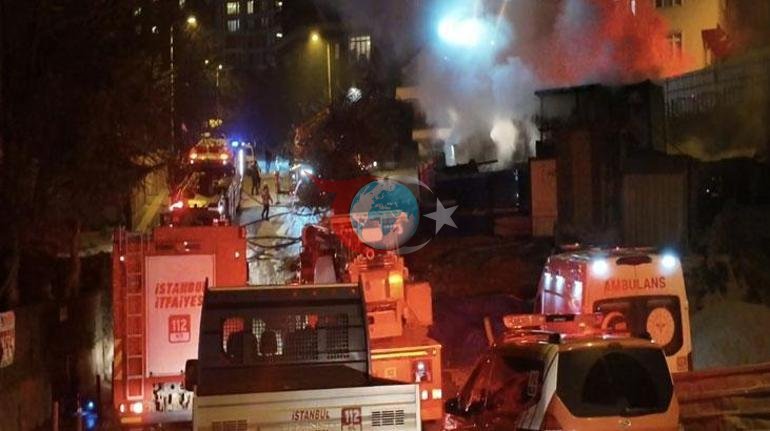 Üsküdar’da feci yangın İşçi konteyneri alev alev yandı