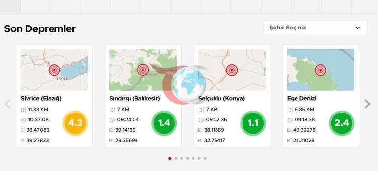 Son dakika... Elazığda 4.3 büyüklüğünde deprem