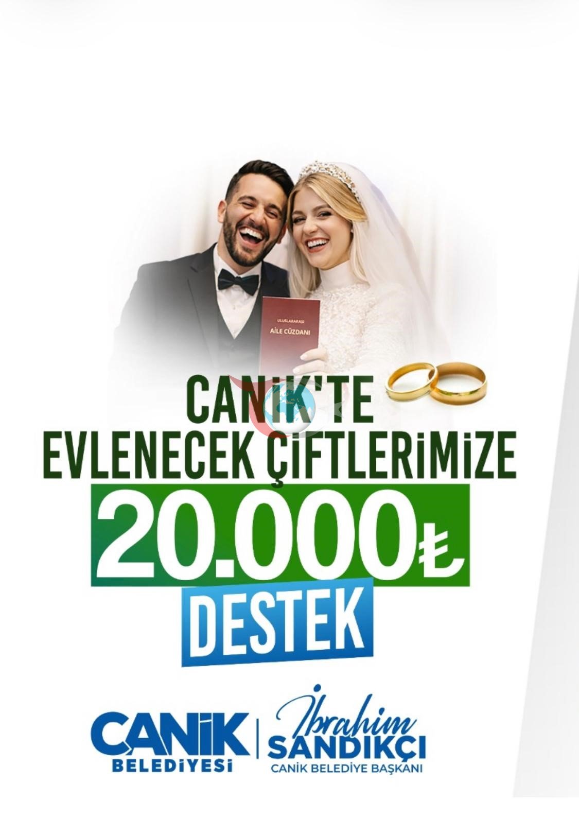 Bu ilçede evlenecek çiftlere 20 bin TL maddi destek