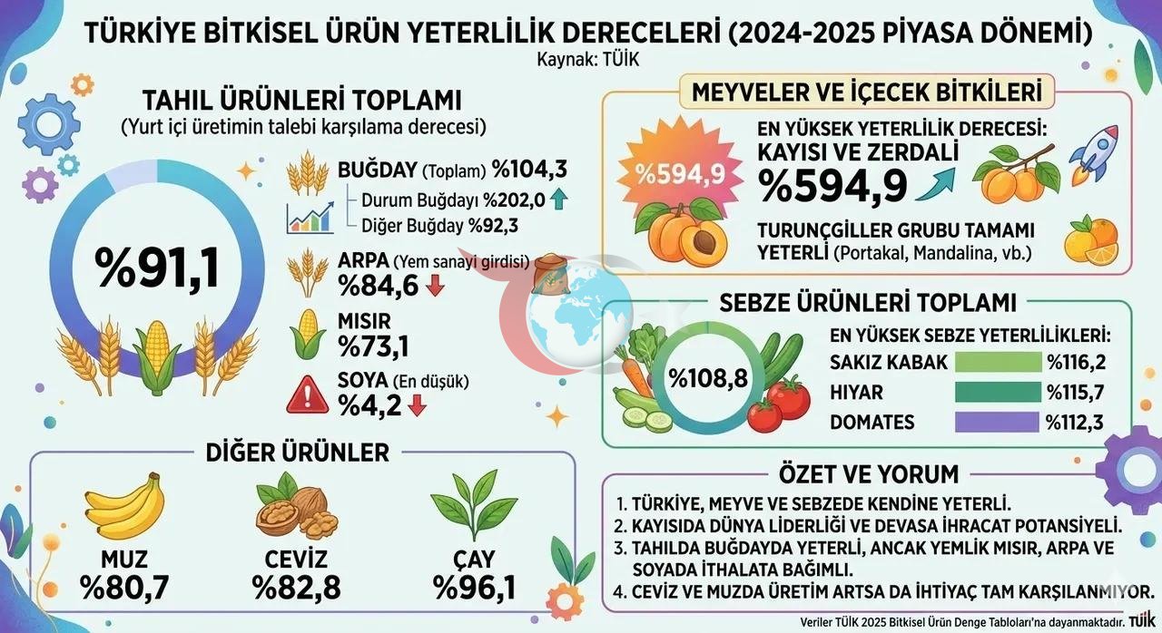TÜİK 2025 bitkisel ürün denge tablolarını açıkladı: Bu meyvede bolluk hat safhada