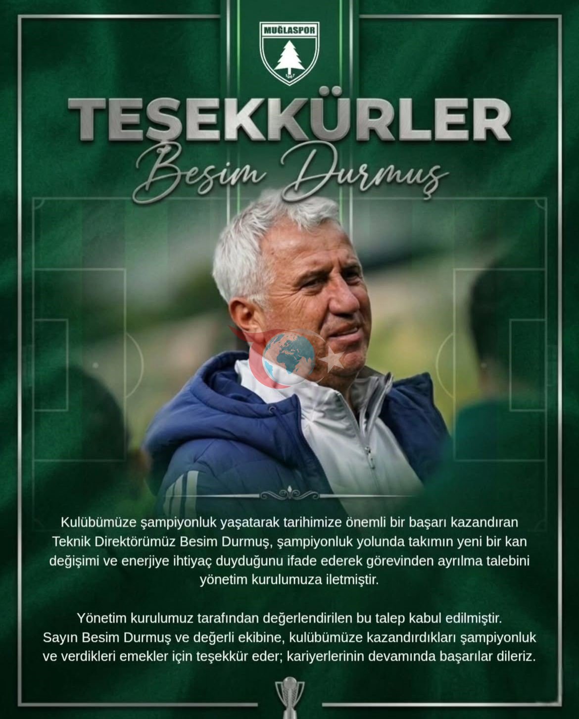 Muğlaspor’da Besim Durmuş dönemi sona erdi