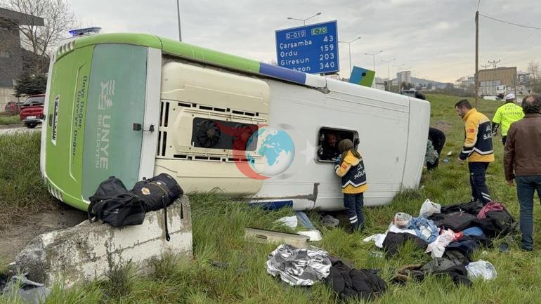 Samsunda otobรผs yan yattฤฑ: 9โu รถฤrenci, 11 yaralฤฑ