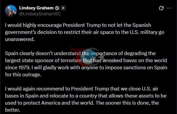 Lindsey Graham'ın ilgili X gönderisi