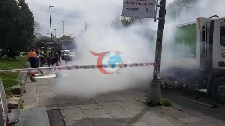 Fatihte çöp kamyonunda patlama Cadde trafiğe kapatıldı