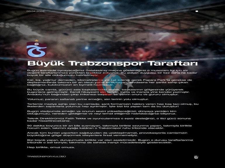Trabzonspor’dan taraftara çağrı