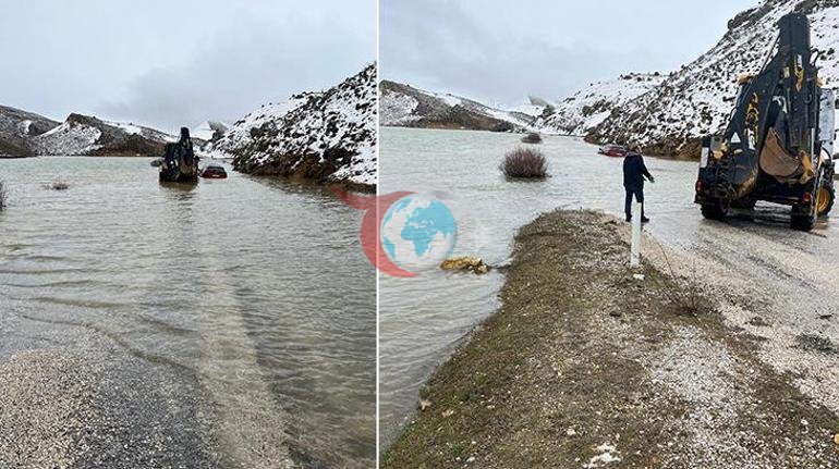 Sağanak yayla yolunu göle çevirdi, 4 kişilik aile mahsur kaldı
