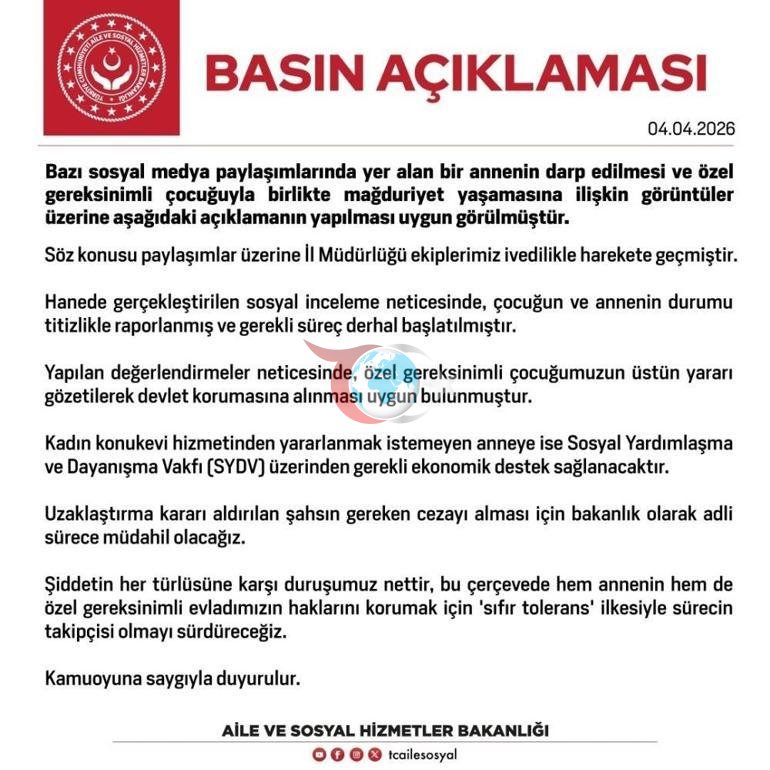 Bakanlıktan darbedilen anneye destek: