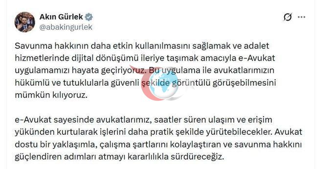Adalet Bakanı Gürlek: e-Avukat uygulamamızı hayata geçiriyoruz
