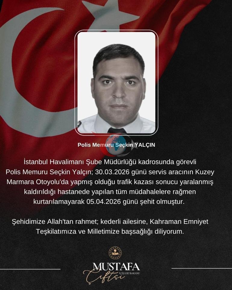 Trafik kazasında ağır yaralanan polis Seçkin Yalçın şehit oldu