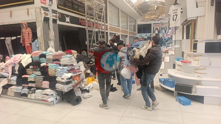 Butikte korku dolu anlar Alevler bir anda yükseldi: Esnaf ürünleri kurtarmak için seferber oldu