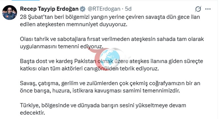 Son dakika... Cumhurbaşkanı Erdoğandan ateşkes açıklaması