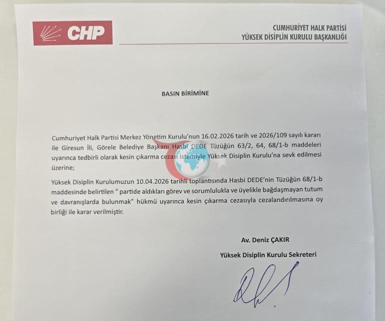 Son dakika... CHP’den Görele Eski Belediye Başkanı Hasbi Dede hakkında ihraç kararı